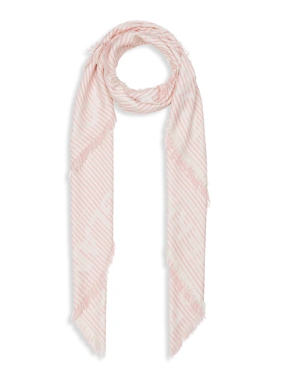 Shop Burberry Striped Logo Jacquard Large Square Scarf In Peony Pink
