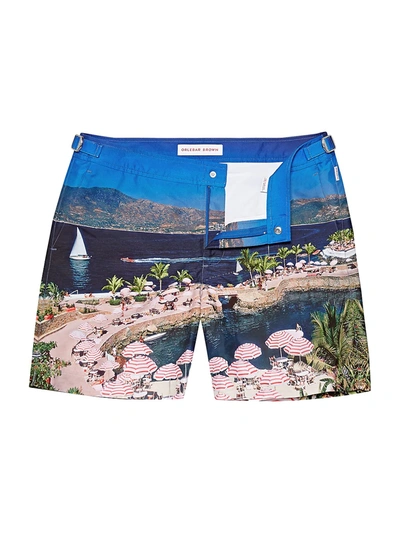 Shop Orlebar Brown Men's Bulldog Photographic Swim Trunks In Lagoon Lazine