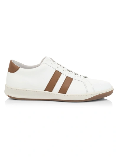Eleventy Two-stripe Leather Sneakers In White | ModeSens