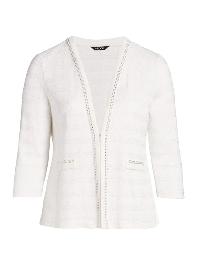 Shop Misook, Plus Size Check Silvertone Trim Jacket In White