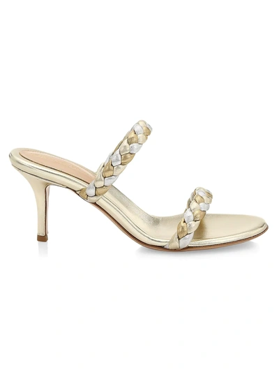 Shop Gianvito Rossi Women's Marley Braided Metallic Leather Mules In Platino