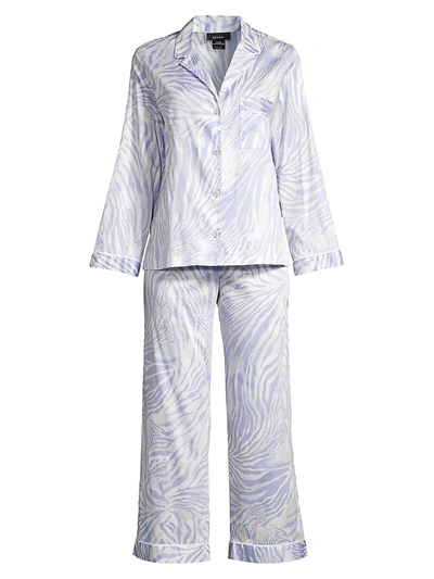 Shop Natori 2-piece Zebra Sateen Pajama Set In Chambray