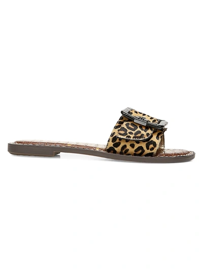 Shop Sam Edelman Granada Flat Leopard-print Calf Hair Sandals In Nude