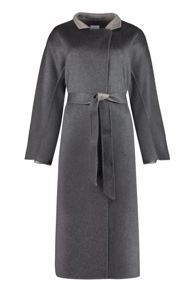 Shop Agnona Cashmere Long Coat In Grey