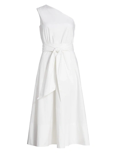 Shop St John Women's Glazed Stretch Poplin One Shoulder Dress In White