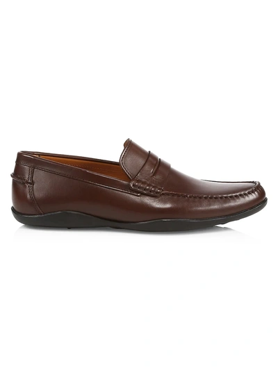 Shop Harrys Of London Men's Basel 3d Leather Penny Loafers In Brown