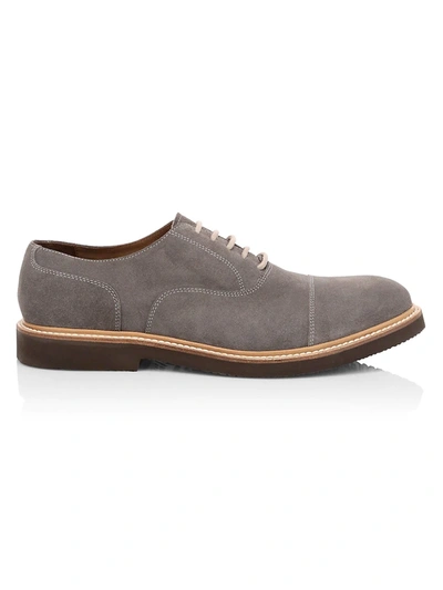 Shop Eleventy Cap-toe Suede Oxford Shoes In Grey