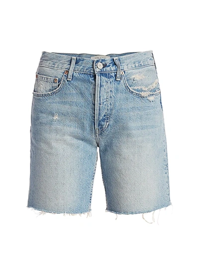 Shop Trave Women's Emery High-rise Raw Hem Denim Shorts In Str8 Shooter