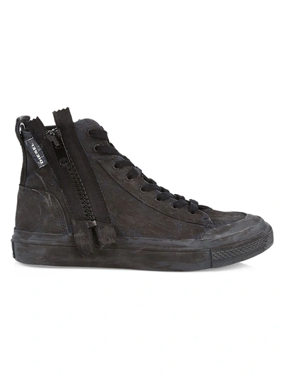 Shop Diesel Men's Astico Zip High-top Sneakers In Dark Shadow