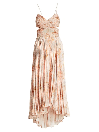 Shop Amur Lumi Cutout Pleated Dress In Peach Cream