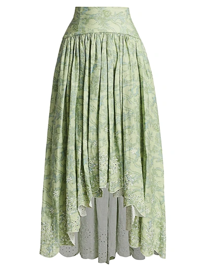 Shop Amur Santana Print Skirt In Cricket Green
