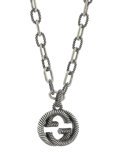 Shop Gucci Sterling Silver Interlock Chain Necklace