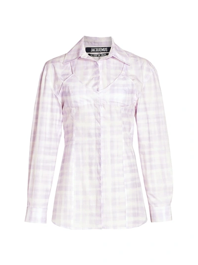 Shop Jacquemus Women's La Chemise Valensole Check Cotton Shirt In Purple Checked