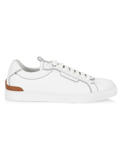 Shop Ermenegildo Zegna Ferrara Leather Sneakers In White