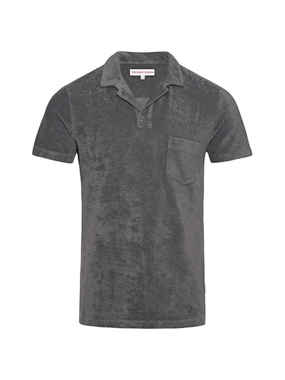 Shop Orlebar Brown Terry Cotton Pocket Polo In Granite