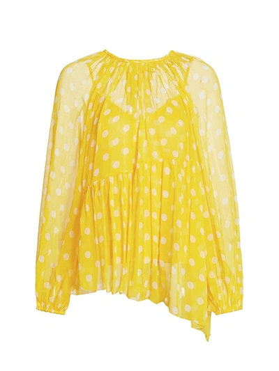 Shop Zimmermann Women's Brightside Polka Dot Swing Blouse In Sunflower Pearl Dot
