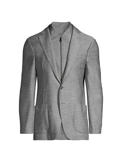 Shop Corneliani Men's Wool Knit Blazer In Grey