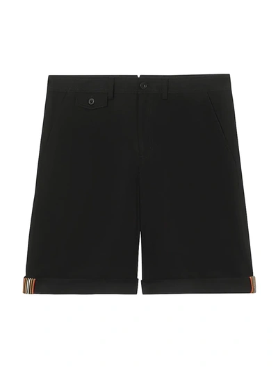 Shop Burberry Men's Casual Pleated Shorts In Black