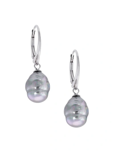 Shop Majorica Women's Sterling Silver & Imitation Gray Baroque Pearl Drop Earrings In Grey