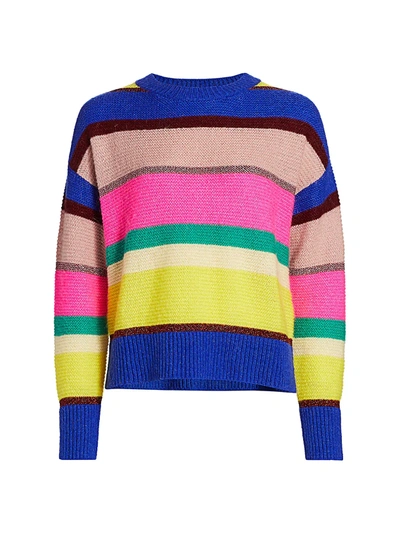 Shop Essentiel Antwerp Virtuosa Striped Knit Sweater In Combo Hardcore Pink