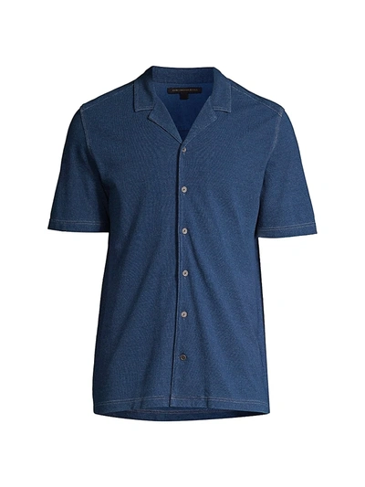 Shop John Varvatos Men's Jackson Button-up T-shirt In Indigo