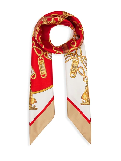 Shop Burberry Women's Archive Scarf Print Silk Square Scarf In Bright Red