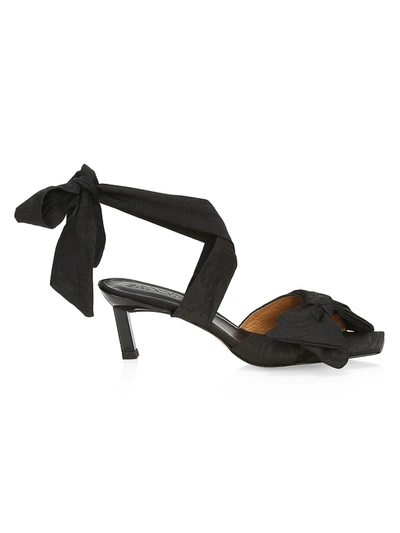 Shop Ganni Bow Wraparound Sandals In Black