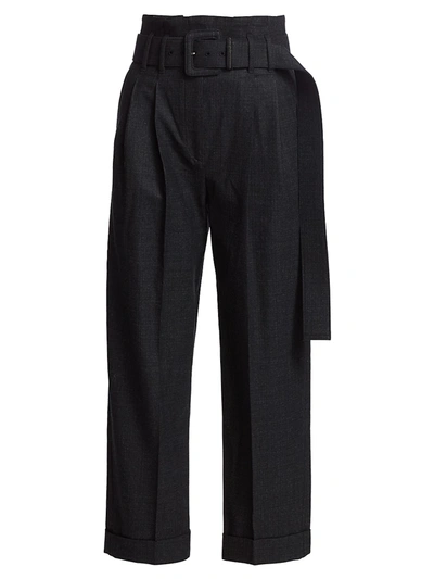 Shop Brunello Cucinelli Women's Fancy Merino Wool Belted Pants In Charcoal