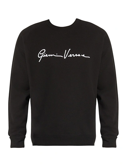 Shop Versace Script Sweatshirt In Black