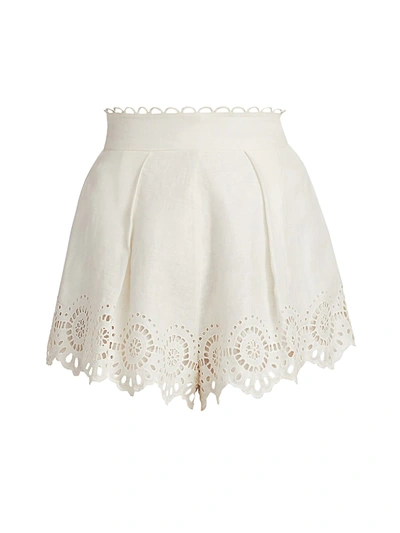 Shop Zimmermann Women's Bellitude Scalloped Lace Shorts In Ivory