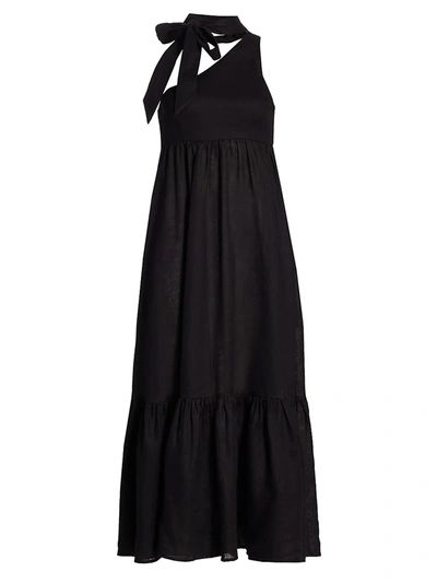 Shop Zimmermann Women's Empire Choker Tie-neck Midi Dress In Black