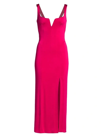 Shop Galvan Corset Slit Cocktail Dress In Hot Pink