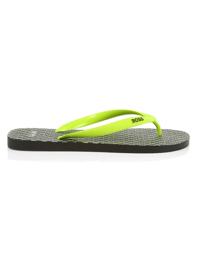 Shop Hugo Boss Men's Pacific Leather Thong Sandals In Yellow