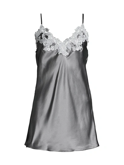 Shop La Perla Women's Maison Lace Satin Silk Sleep Dress In Grey