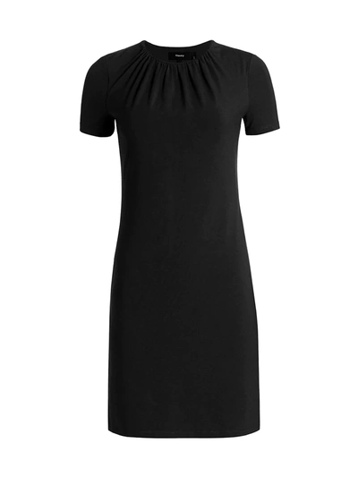 Shop Theory Ruched Sleeve T-shirt Dress In Black