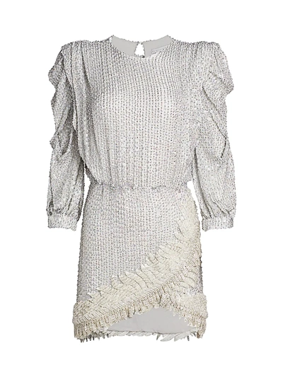 Shop Raisa Vanessa Women's Long-sleeve Sequin Mini Dress In Silver