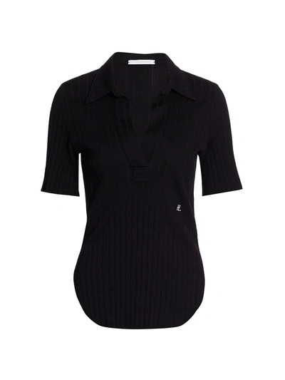 Shop Helmut Lang Women's Cotton Polo Shirt In Basalt Black