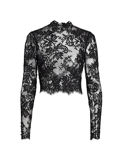 Shop Monique Lhuillier Women's Embroidered Lace Open-back Jacket In Black