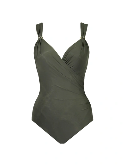 Shop Miraclesuit Swim Razzle Dazzle Siren One-piece Swimsuit In Olivetta