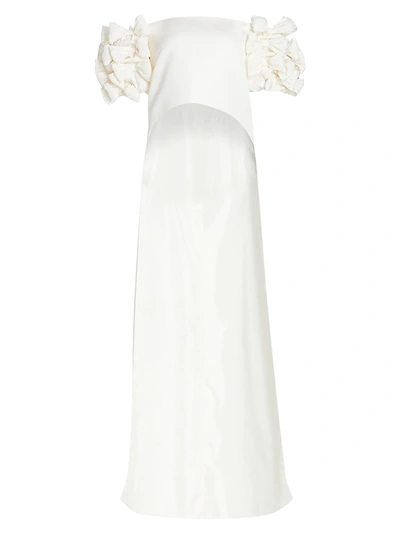 Shop Alexia Maria Olivia Off-the-shoulder Bow-sleeve Cape Top In White
