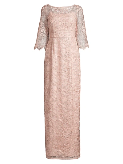 Shop Aidan Mattox Lace Illusion Gown In Blush