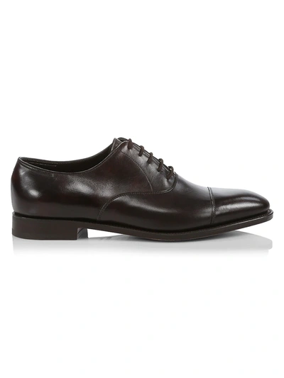 Shop John Lobb Men's City Ii Leather Oxford Loafers In Dark Brown