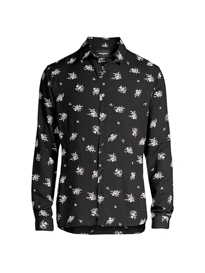 Shop The Kooples Men's Floral Print Sport Shirt In Black