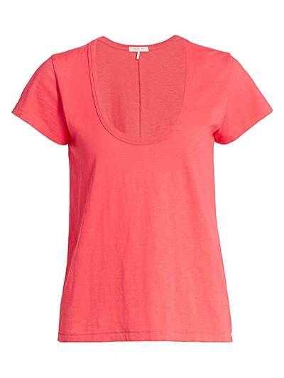 Shop Rag & Bone The Slub U-neck T-shirt In Bright Pink