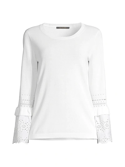Shop Kobi Halperin Claudette Fringe Bell-sleeve Sweater In White