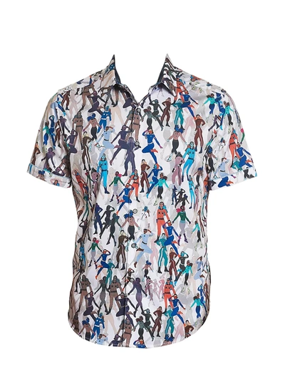 Shop Robert Graham Trixie Printed Short-sleeve Shirt In Neutral