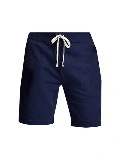 Shop Polo Ralph Lauren Men's Drawstring Fleece Shorts In Cruise Navy