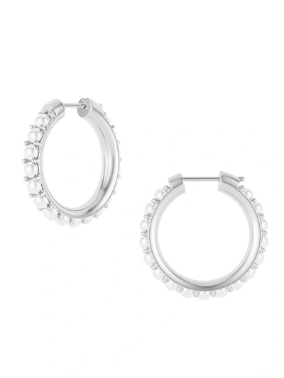Shop Spinelli Kilcollin Women's Sterling Silver & 3mm Round Akoya Pearl Hoop Earrings