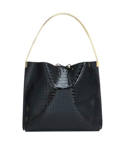 Shop Saint Laurent Suzanne Medium Patent Leather Shoulder Bag In Black