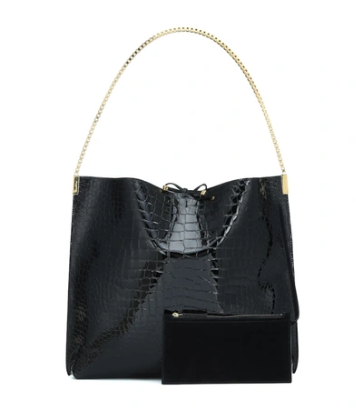 Shop Saint Laurent Suzanne Medium Patent Leather Shoulder Bag In Black